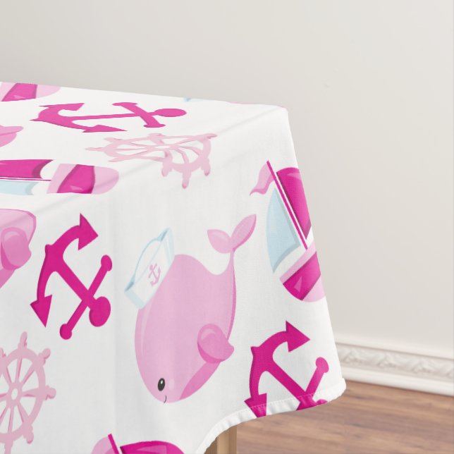Nappe Motif De Baleines, Beaux Baleines, Baleines Roses (In Situ)
