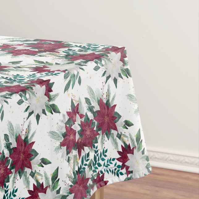 Nappe Motif de bouquet rouge et blanc Poinsettia (In Situ)