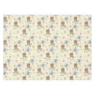 Nappe motif de chat et de poissons