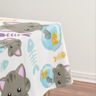 Nappe Motif De Chats, Chats Mignons, Chatons, Poisson