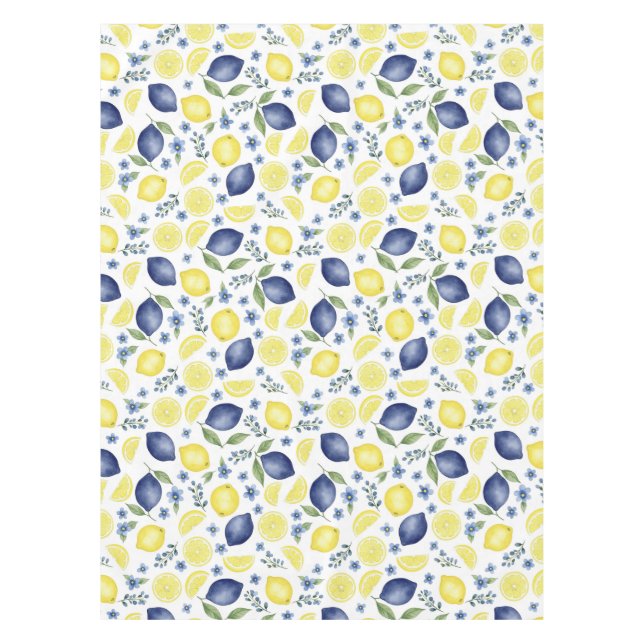 Nappe Motif de citron de campagne français bleu (Devant)