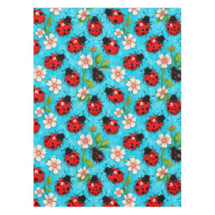 Nappe Motif de coccinelle colorée avec des fleurs