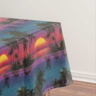 Nappe Motif de coucher de soleil avec palmiers Retro Syn