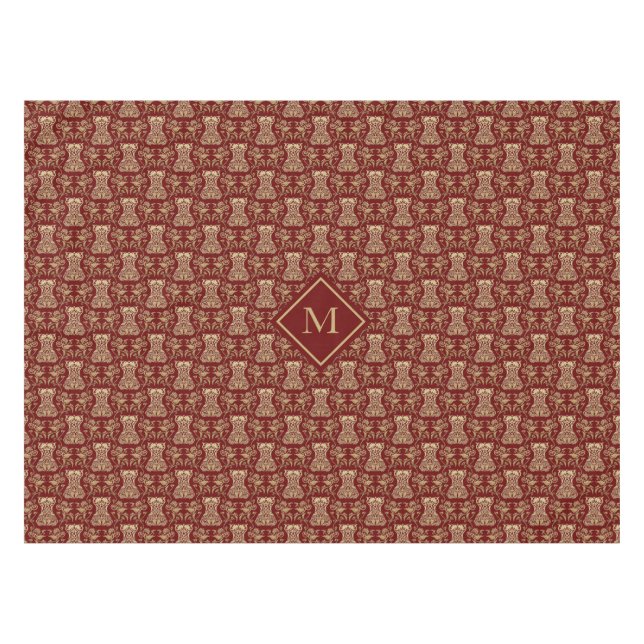 Nappe Motif de Damas de Corse Florale (Devant (Horizontal))