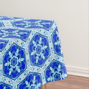 Nappe Motif de fermeture de flocon de neige - Bleu et bl