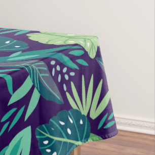 Nappe Motif de feuilles vertes et violettes