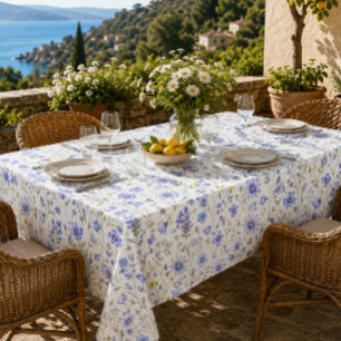 Nappe Motif de fleur sauvage à l'aquarelle bleu jaune ve