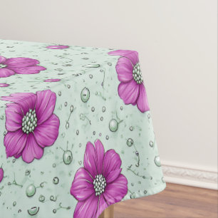Nappe Motif de fleurs roses avec gouttelettes