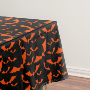 Nappe motif de Halloween de battes noires et oranges