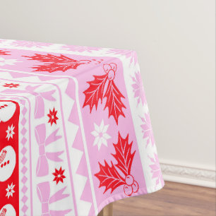 Nappe Motif de Knit moche de Noël en rose et rouge