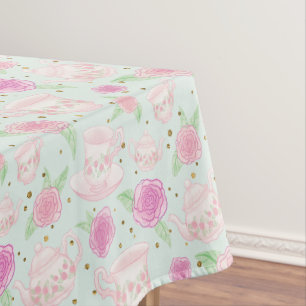 Nappe Motif de la Fille Green Pink Tea Party