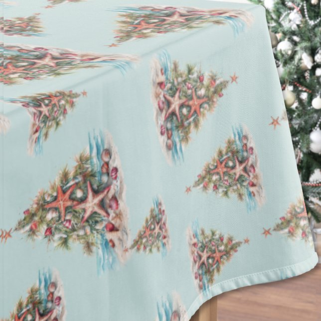 Nappe Motif de l'arbre de Noël de la coque de plage (Beach Shell Christmas Tree Pattern Tablecloth)