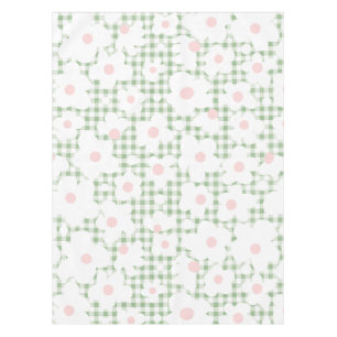 Nappe Motif de marguerite moderne sur Sage En vichy Plai