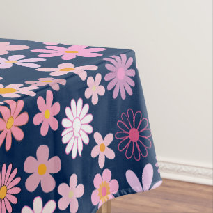 Nappe Motif de marguerite rose 01.bw DBlue BG