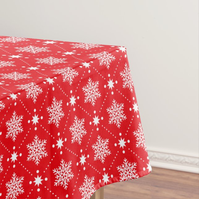 Nappe Motif de Noël classique Red et White Snowflakes (In Situ)