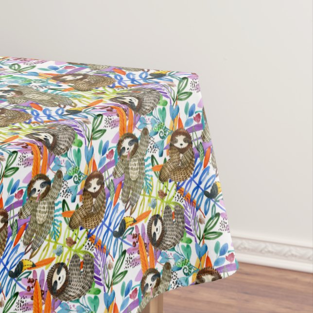 Nappe Motif de paresse d'aquarelle de bande dessinée (In Situ)