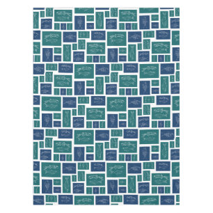 Nappe Motif de poisson bleu vert vintage