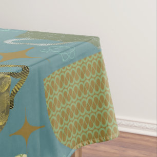 Nappe Motif de thé bleu Dusty du milieu du siècle