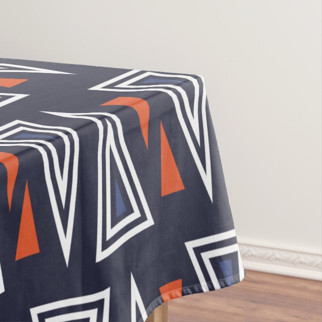 Nappe Motif de triangles géométriques bleu foncé et roug (In Situ)