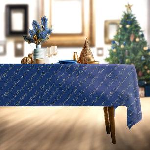 Nappe Motif de typographie de Noël en or bleu #36 ID1009