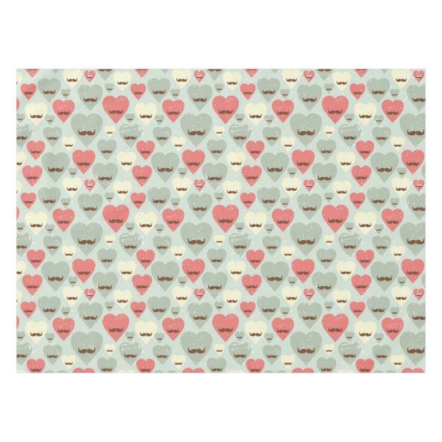 Nappe Motif de Valentine avec le coeur et la moustache (Devant (Horizontal))