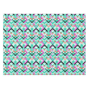 Nappe Motif de zigzag turquoise tiré par la main