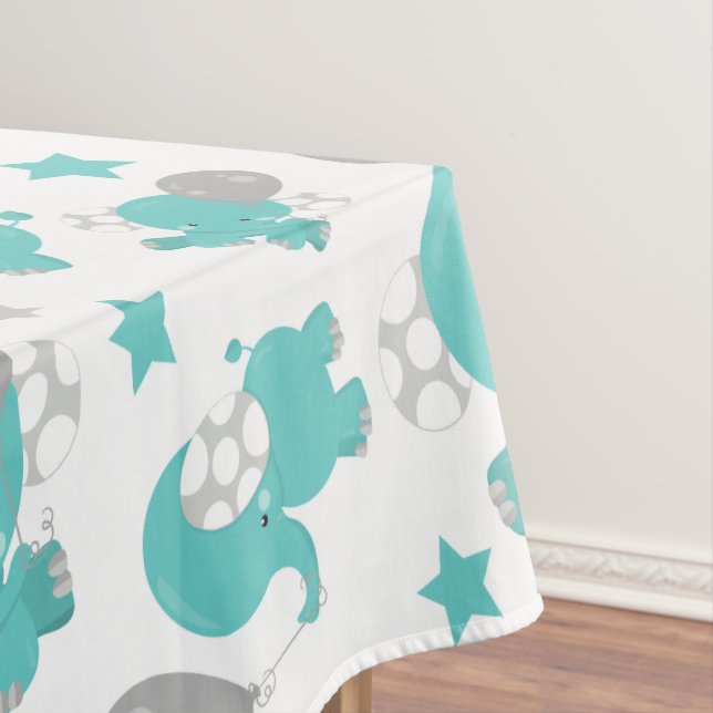 Nappe Motif Des Eléphants Bleus, Eléphants Mignons, Étoi (In Situ)