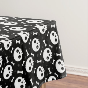 Nappe Motif d'Halloween Crâne et Os Mignon