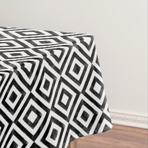 Nappe Motif Diamants d'aquarelle noir et blanc
