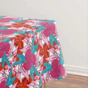 Nappe Motif d'impression floral rose chaud