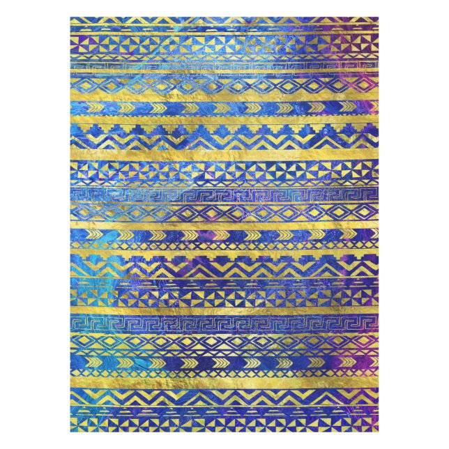 Nappe Motif d'or africain ethnique sur l'aquarelle (Devant)
