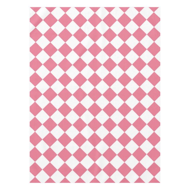 Nappe Motif du vérificateur de diamants rose blanc (Devant)