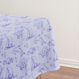 Nappe Motif d'une ligne d'animal marin et voilier