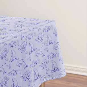 Nappe Motif d'une ligne d'animal marin et voilier