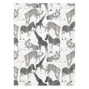 Nappe Motif élégant Black and White Jungle Animaux