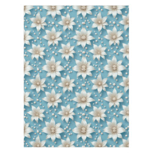 Nappe Motif Élégant de Fleur Blanche avec Perles