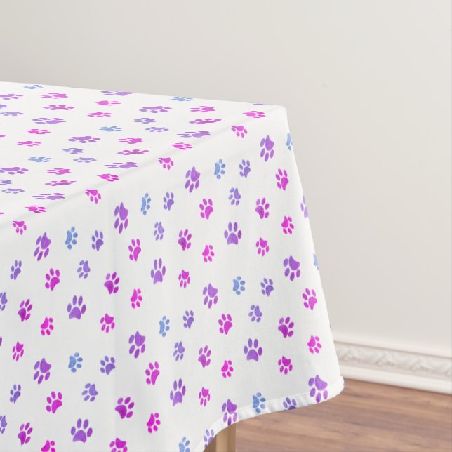 Nappe Motif Empreinte de patte rose violet bleu (In Situ)