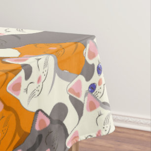 Nappe Motif en diagonale du chat noir blanc gingembre