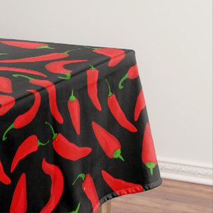 Nappe Motif épicé de poivre rouge sur noir