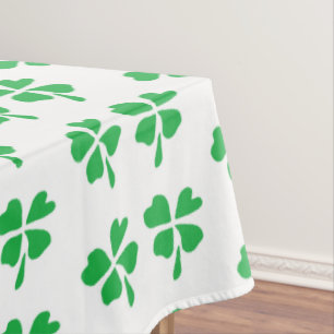 Nappe Motif feuille de trèfle vert sur blanc
