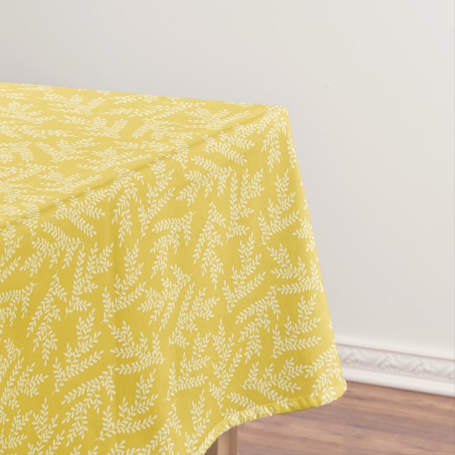 Nappe Motif Feuille moderne de moutarde jaune (In Situ)