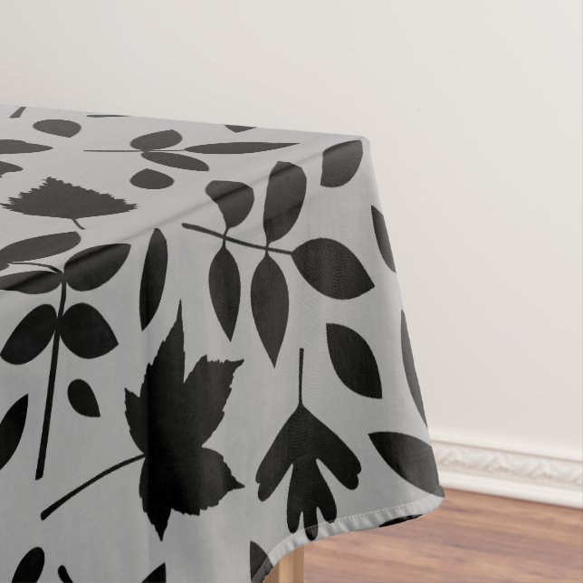 Nappe Motif Feuille tombé noir sur gris (In Situ)