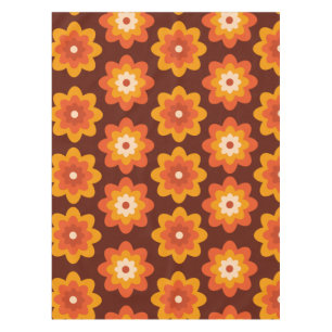 Nappe Motif fleur orange bohème hippie rétro groovy 70s