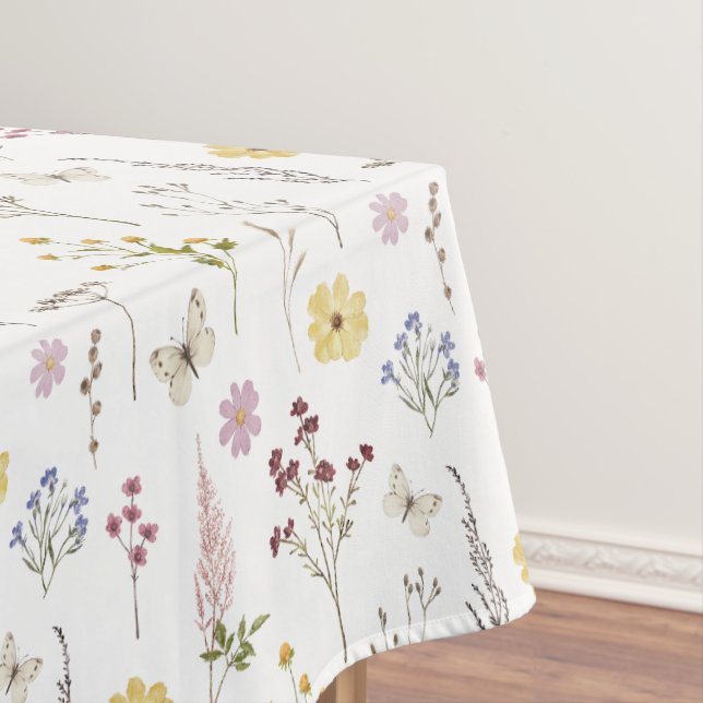 Nappe Motif Fleur sauvage de ressort d'aquarelle (In Situ)