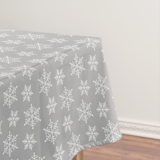 Nappe Motif flocon de neige blanc sur gris argent clair (In Situ)