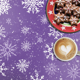 Nappe Motif Flocons de Neige Violets Magique Vacances d'