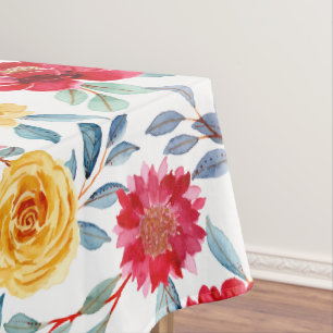 Nappe Motif floral aquarelle ensoleillé en rose jaune