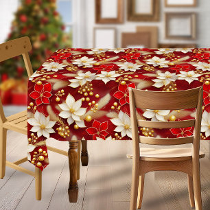 Nappe Motif floral blanc rouge Noël #17 ID1009