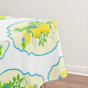 Nappe Motif floral de citrons bleus et jaunes ensoleillé