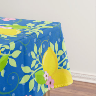 Nappe Motif floral de citrons bleus et jaunes ensoleillé